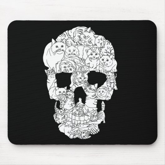 Cat Skull Kat Skeleton Halloween Gothic Punk Emo G Muismat (Voorkant)