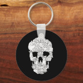 Cat Skull Kat Skeleton Halloween Gothic Punk Emo G Sleutelhanger (Voorkant)