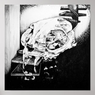 Cat Skull neergaande trap Poster