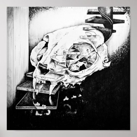 Cat Skull neergaande trap Poster (Voorkant)