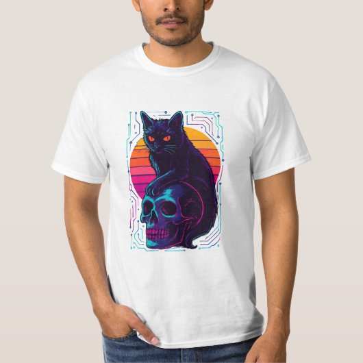 Cat & Skull Shirt – Abstracte Streetwear (Voorkant)