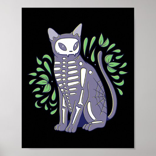 Cat Skull Shirt - Kat Skeleton Halloween Costume Poster (Voorkant)
