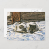 Cat Slaapend op een bed van Claude Monet Briefkaart (Voorkant / Achterkant)