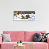 Cat Slaapend op een bed van Claude Monet Canvas Afdruk (Insitu (Woonkamer))