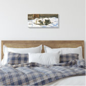 Cat Slaapend op een bed van Claude Monet Canvas Afdruk (Insitu (Slaapkamer))