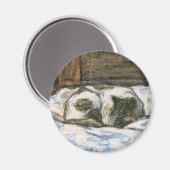Cat Slaapend op een bed van Claude Monet Magneet (Voorkant / Achterkant)