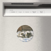 Cat Slaapend op een bed van Claude Monet Magneet (Insitu (Vaatwasser))