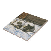 Cat Slaapend op een bed van Claude Monet Tegeltje (Zijkant)