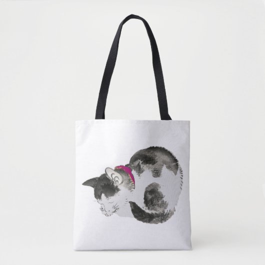 Cat slaapzak tote bag (Voorkant)