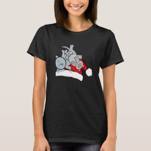Cat Slapende Santa Hat Kerstmis Pajama Cute Kitte T-shirt