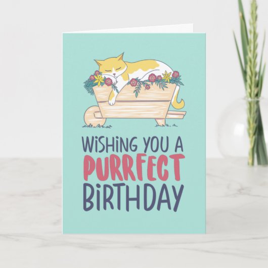 Cat Slaping Funny Cat Lover Purrfect Birthday Kaart (Voorkant)