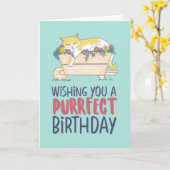 Cat Slaping Funny Cat Lover Purrfect Birthday Kaart (Gele Bloem)