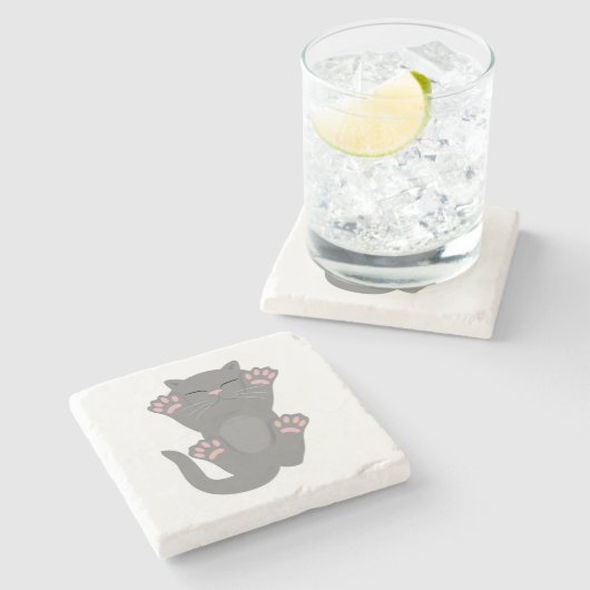 Cat Slaping Stenen Onderzetter (Zijkant)
