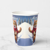 Cat Sled Ride Kerstmis Papieren Bekers (Rechts)