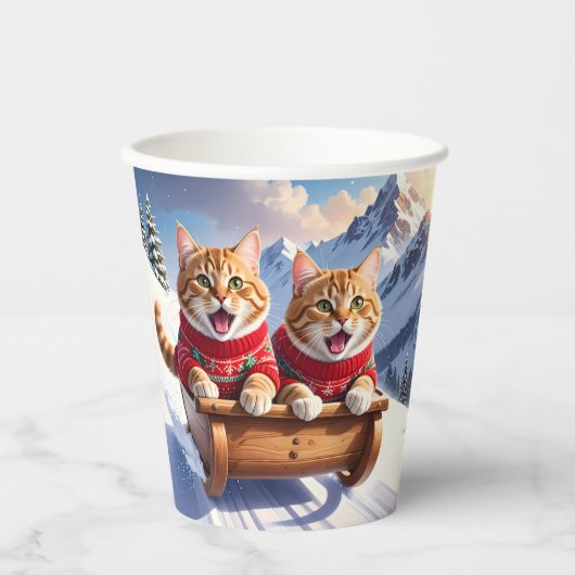 Cat Sled Ride Papieren Bekers (Voorkant)