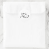 Cat Sleeping Illustration Pen Drawing Art Ronde Sticker (Tas)