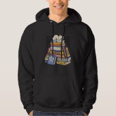 Cat Sleeping In A Stack Of Books Library Cute Book Hoodie (Voorkant)