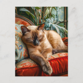 Cat Sleeping on Cozy Chair Briefkaart
