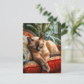 Cat Sleeping on Cozy Chair Briefkaart (Staand voorkant)