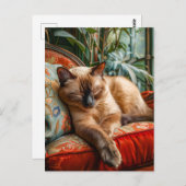 Cat Sleeping on Cozy Chair Briefkaart (Voorkant / Achterkant)