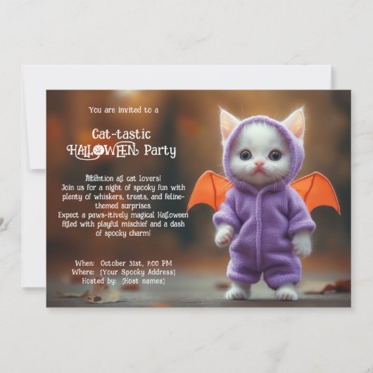 😺Cat - smaakvolle HALLOWEEN party Uitnodiging (Voorkant)