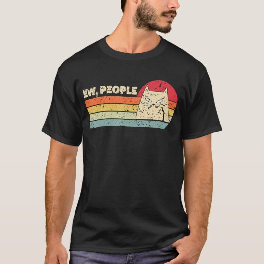 Cat Smile Meme Retro Style Ew People Cute Cat T-shirt (Voorkant)