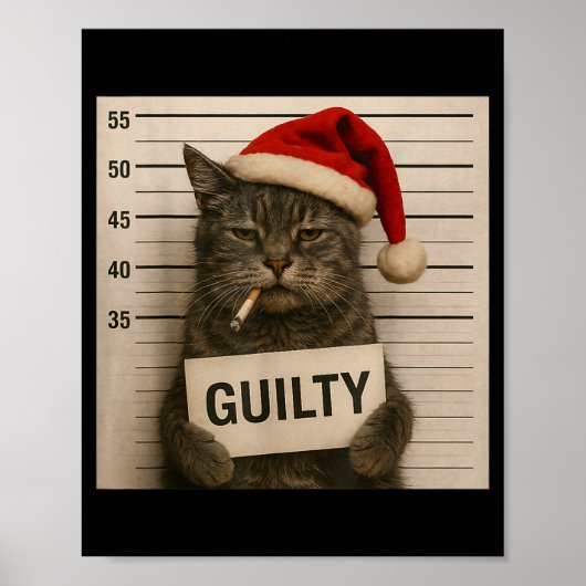 Cat Smoking Cigarette Christmas Funny Meme Cat  Poster (Voorkant)