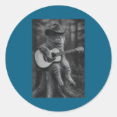 Cat Smoking Cigarette Racoon Ossum Funny Meme Cowb Ronde Sticker (Voorkant)