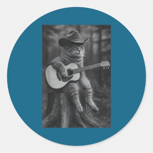 Cat Smoking Cigarette Racoon Ossum Funny Meme Cowb Ronde Sticker (Voorkant)