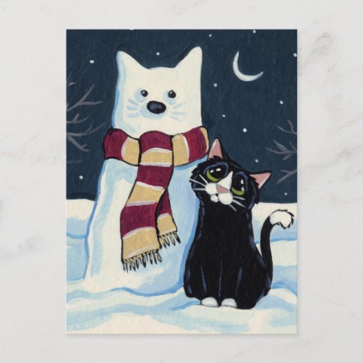 Cat & Snow Cat Festive Postcard Feestdagenkaart (Voorkant)