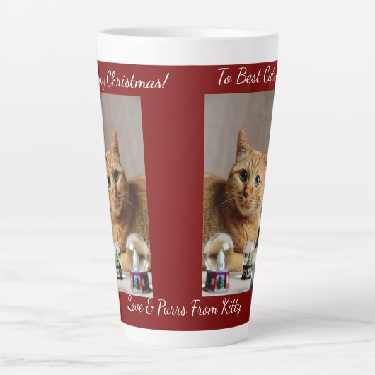 Cat Snow Globe, Image Names Text, Customize,  Latte Mok (Voorkant)