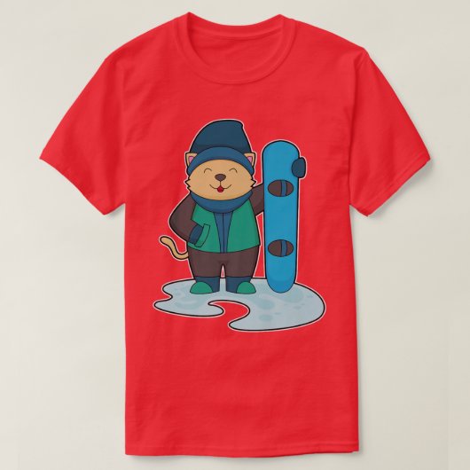 Cat Snowboarder Snowboard Winter Sport T-shirt (Design voorkant)