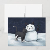 Cat Snowman Briefkaart - Winter Starry Sky (Voorkant / Achterkant)
