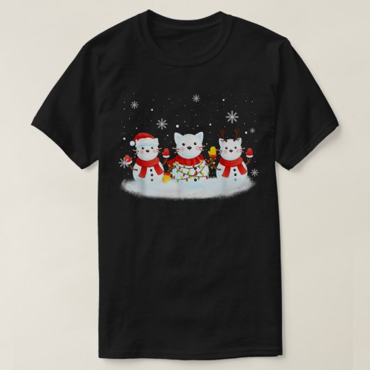 Cat Snowman Santa Hat Reindeer Cat Lover Merry Chr T-shirt (Design voorkant)