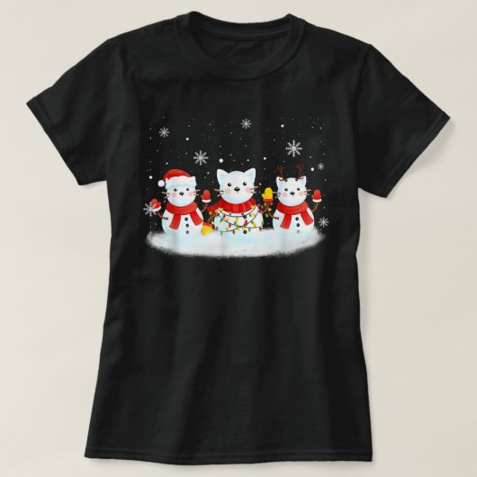 Cat Snowman Santa Hat Reindeer Cat Lover Merry Chr T-shirt (Design voorkant)