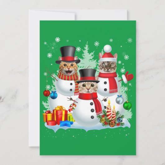 Cat Snowman Santa Kerstmis Light Cat mam Cat Dad Kaart (Voorkant)