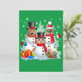 Cat Snowman Santa Kerstmis Light Cat mam Cat Dad Kaart (Staand voorkant)