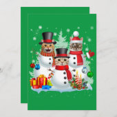 Cat Snowman Santa Kerstmis Light Cat mam Cat Dad Kaart (Voorkant / Achterkant)