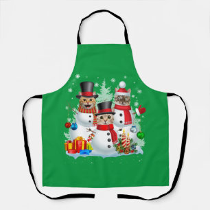 Cat Snowman Santa Kerstmis Light Cat mam Cat Dad Schort