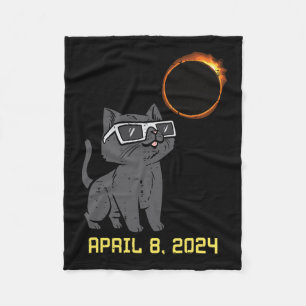 Cat Solar Eclipse 2024 Totality April 8 Vrouwen Ma Fleece Deken