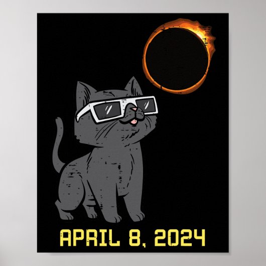 Cat Solar Eclipse 2024 Totality April 8 Vrouwen Ma Poster (Voorkant)
