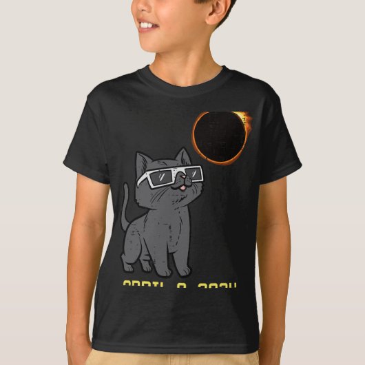 Cat Solar Eclipse 2024 Totality April 8 Vrouwen Ma T-shirt (Voorkant)