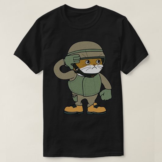 Cat Soldier Ik hou van mijn kat T-shirt (Design voorkant)
