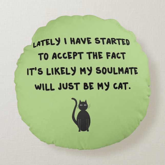 Cat Soulmate Rond Kussen (Voorkant)