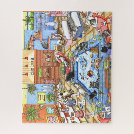 Cat Spa 635 funny Illustration Legpuzzel (Verticaal)