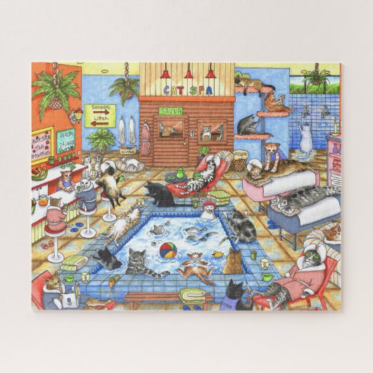 Cat Spa 635 funny Illustration Legpuzzel (Horizontaal)