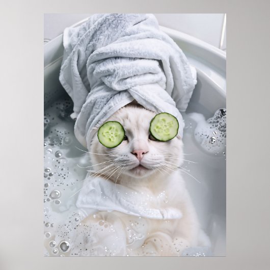 Cat Spa Dag Wall Art Gift Poster (Voorkant)