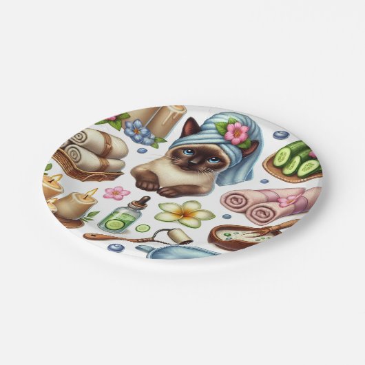Cat Spa themed for Siamese Cat Lovers Papieren Bordje (Gekanteld)