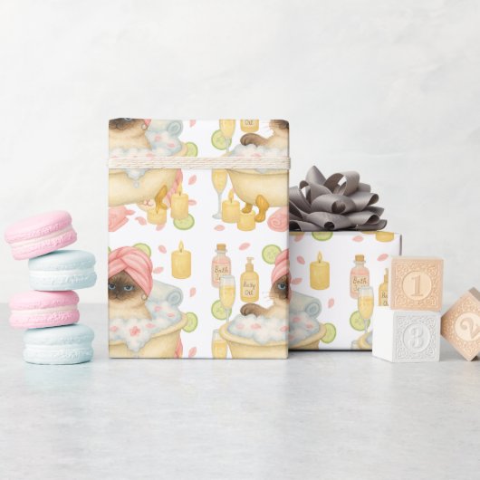 Cat SPA Verjaardagsfeest voor Siamese kattenliefhe Cadeaupapier (Baby Shower)