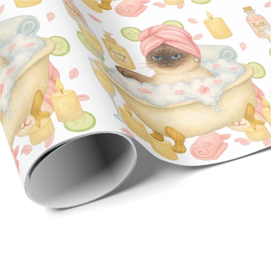 Cat SPA Verjaardagsfeest voor Siamese kattenliefhe Cadeaupapier (Rol Hoek)